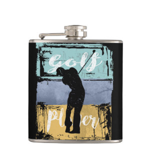 Golfer im Vintage-Retro-Stil Golf Flachmann