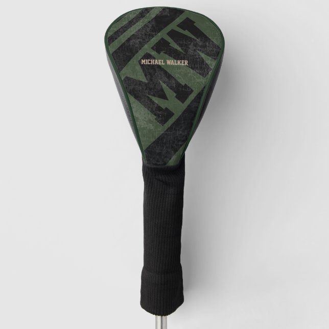 Golfer-Initialen Name schwarz Jäger-grün Golf Headcover (Vorderseite)