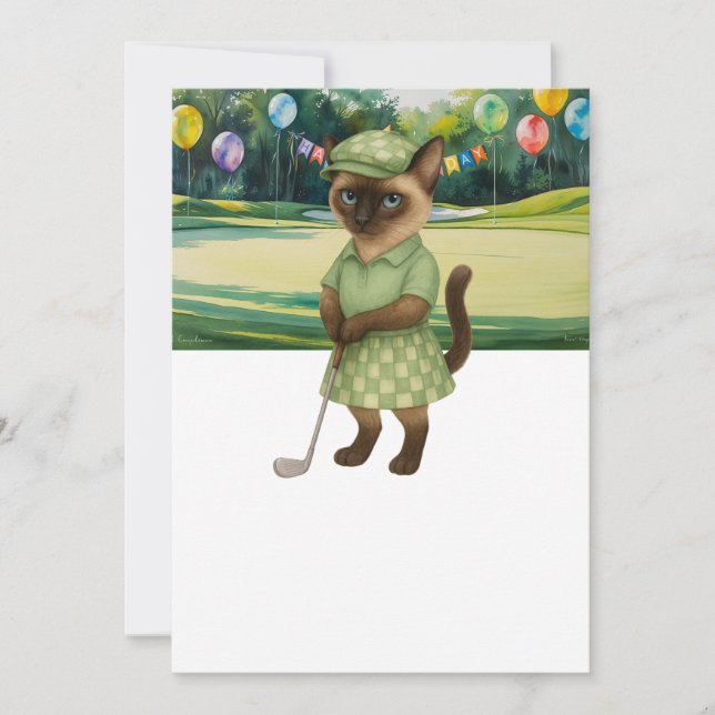 Golfer Katze Geburtstagsturnier Einladung (Vorderseite)