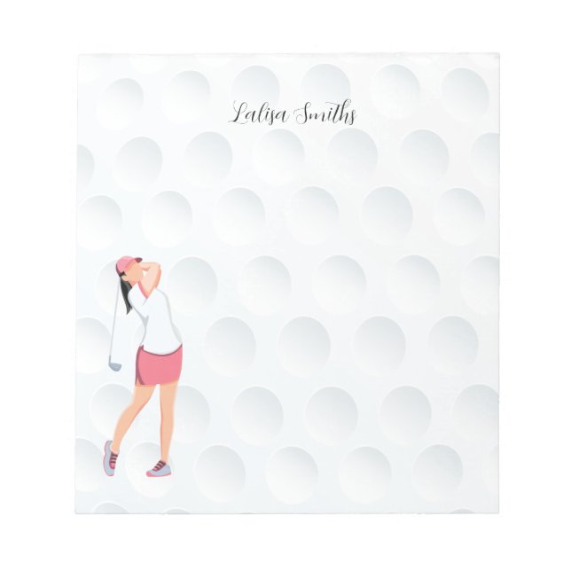 Golfer Lady ist Golfnotenpaddel Notizblock (Vorderseite)