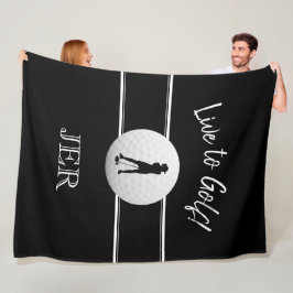 Golfer Ladys Sports Black & White Custom Monogram Fleecedecke