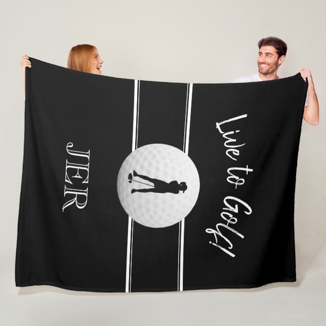 Golfer Ladys Sports Black & White Custom Monogram Fleecedecke (Beispiel)