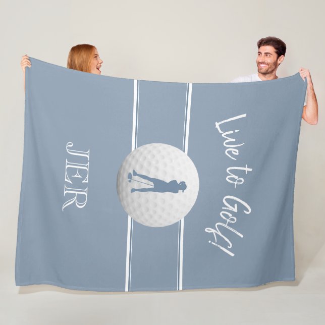 Golfer Ladys Sports Chic Dusty Blue Mit Monogramm Fleecedecke (Beispiel)