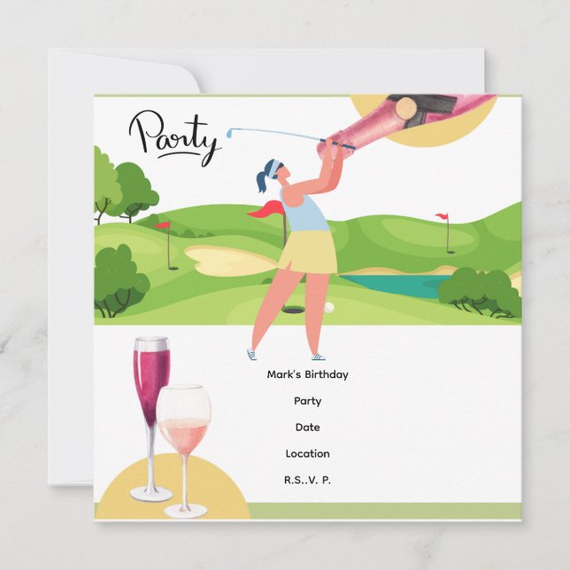 Golfer Let's Par T-Shirt für Party Save The Date (Vorderseite)