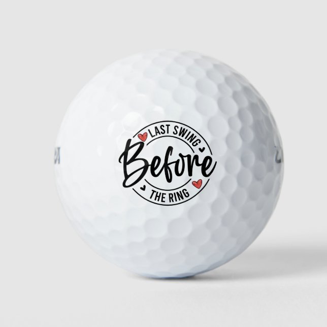 Golfer letzter Schwung vor der Ringbachelor-Party Golfball (Vorderseite)
