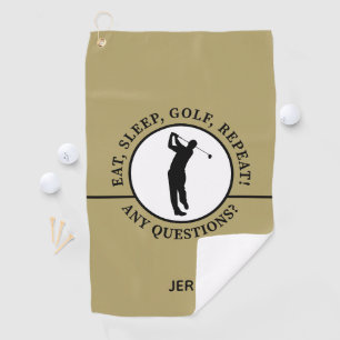 Golfer Male Sports Pro Silhouette Golf Gold Black Golfhandtuch