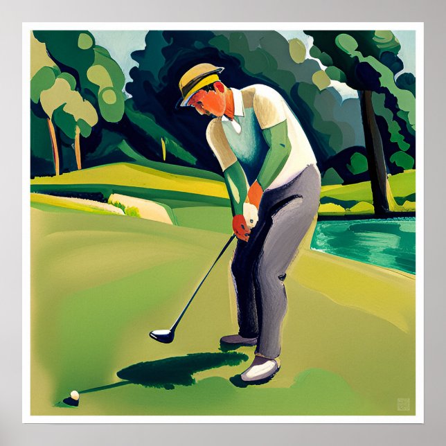 Golfer-Malerei - Kunstdrucken Poster (Vorne)