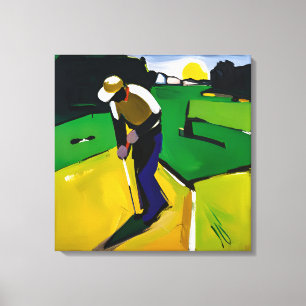 Golfer-Malerei - Stretched Leinwand Art Print