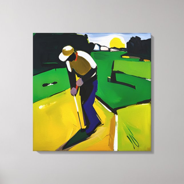 Golfer-Malerei - Stretched Leinwand Art Print (Vorderseite)
