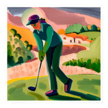 Golfer-Malerin - Kunstdrucken
