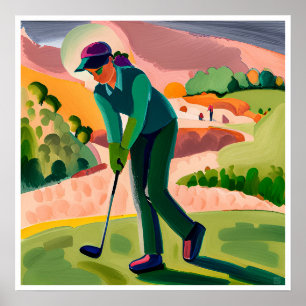 Golfer-Malerin - Kunstdrucken Poster