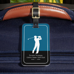 Golfer Mann mit Golfschläger Elegant Blau Gepäckanhänger