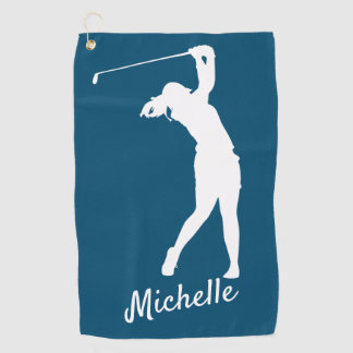 Golfer Michelle, blau Golf Towel Golfhandtuch