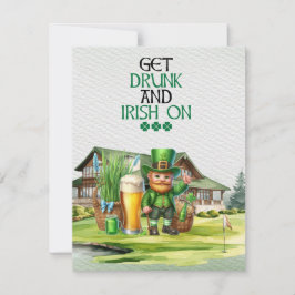 Golfer mit Bier & Kleeblatt St. Patrick's Day Feiertagskarte