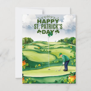 Golfer mit Bier & Kleeblatt St. Patrick's Day Feiertagskarte