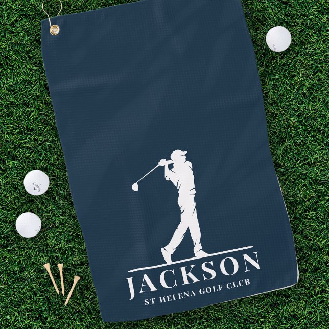 Golfer Mit Monogramm Blue Golfhandtuch (Von Creator hochgeladen)