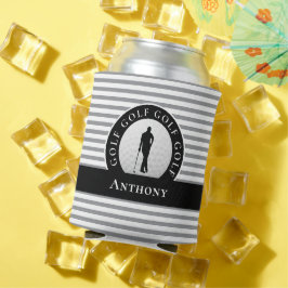 Golfer Mit Monogramm Name Black Gray Sports Novelt Dosenkühler