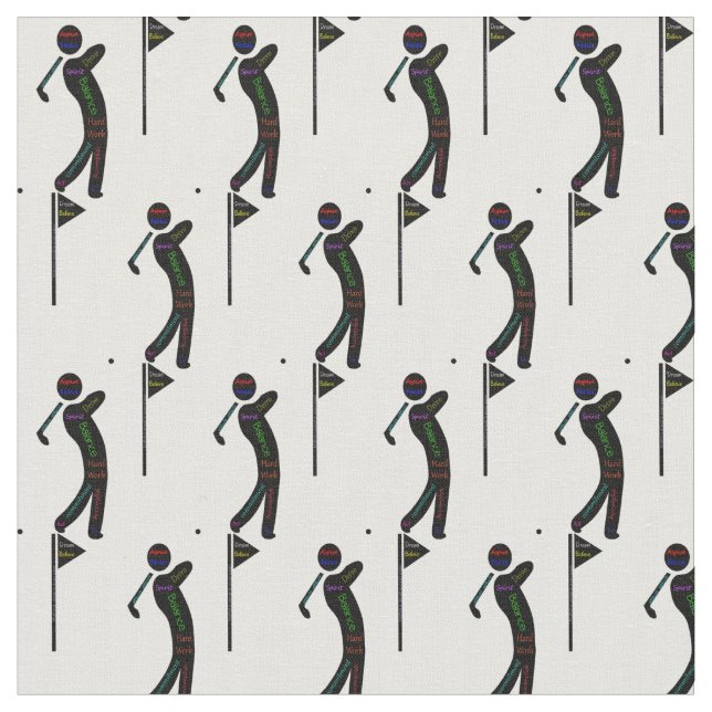 Golfer mit Motivierend Golfwörtern Stoff (Nahaufnahme)