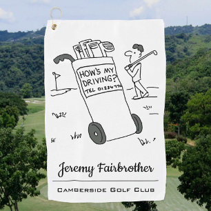 Golfer mit Sign Sprichwort Wie fahre ich? Funny Golfhandtuch