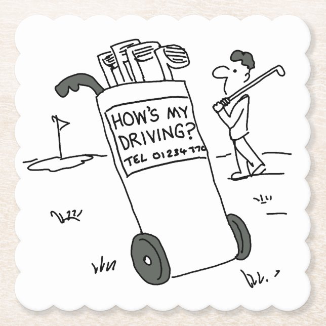 Golfer mit Sign Sprichwort Wie fahre ich? Funny Untersetzer (Vorderseite)