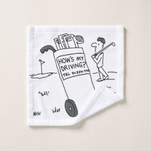 Golfer mit Sign Sprichwort Wie fahre ich? Funny Waschlappen