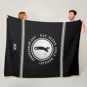 Golfer Modern Sports Monogram Golf Pro Schwarz-wei Fleecedecke