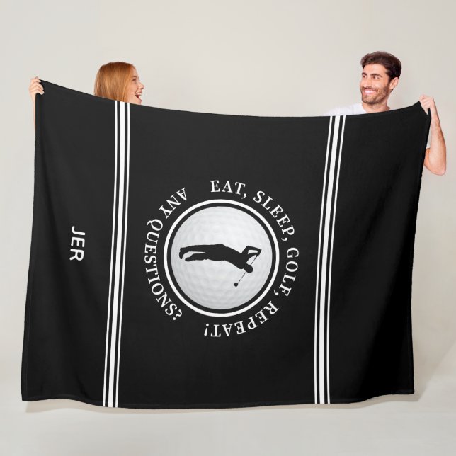 Golfer Modern Sports Monogram Golf Pro Schwarz-wei Fleecedecke (Beispiel)