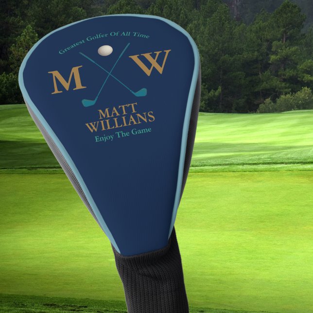 Golfer Monogram auf Classy Blue Custom Golf Headcover (Von Creator hochgeladen)