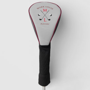 Golfer Monogram Light Gray Golf Headcover