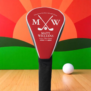 Golfer Monogram, weiße Kreuze auf rot Golf Headcover
