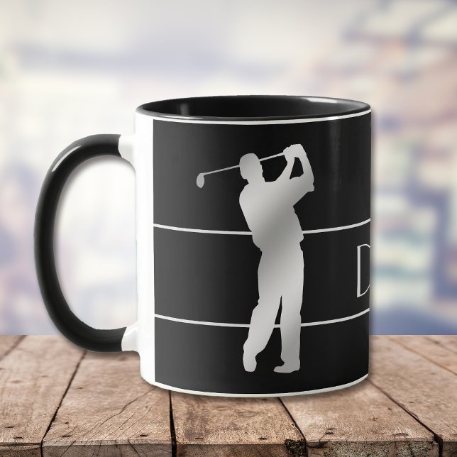 Golfer Monogramm der Silber-Silhouette Tasse (Von Creator hochgeladen)