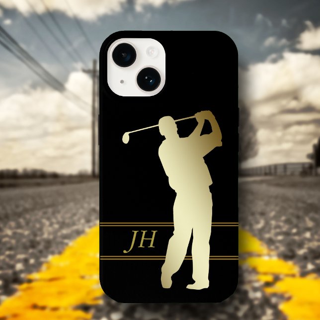 Golfer-Monogramm-Silhouette Case-Mate iPhone Hülle (Von Creator hochgeladen)