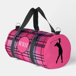 Golfer Monogrammierte "Hot Pink" Karierte Duffelta Duffle Bag