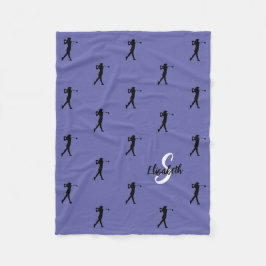 Golfer Muster Mit Monogramm Periwinkle Blau für si Fleecedecke