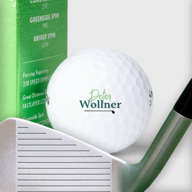 Golfer Name einfach elegant Golfball (Von Creator hochgeladen)