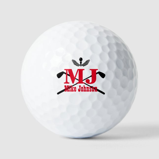 Golfer Name Initial Monogram Personalisiert Golfball (Vorderseite)
