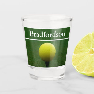 Golfer Name Yellow Golf Ball Golfplatz Grün Schnapsglas