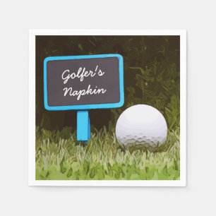 Golfer Napkin mit Golfball auf grünem Gras Serviette