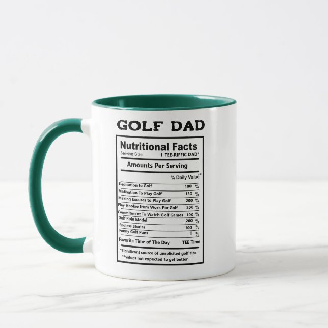 Golfer Nutrition Facts Funny Golf Dad Gift Tasse (Links)