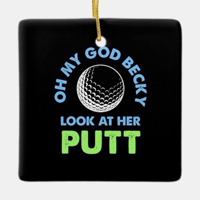 Golfer Oh mein Gott Keramikornament (Vorderseite)