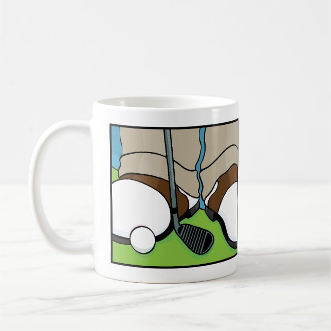Golfer on Green auf klassisch-weißer Kaffeemaschin Kaffeetasse (Links)