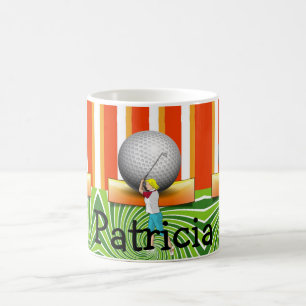 Golfer Orange Stripe Golf Balls Tasse