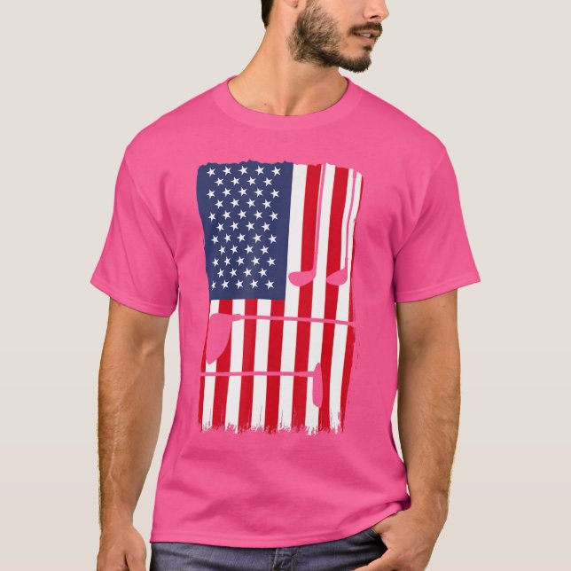 Golfer Patriotic American Flag Golfing USA Amerika T-Shirt (Vorderseite)