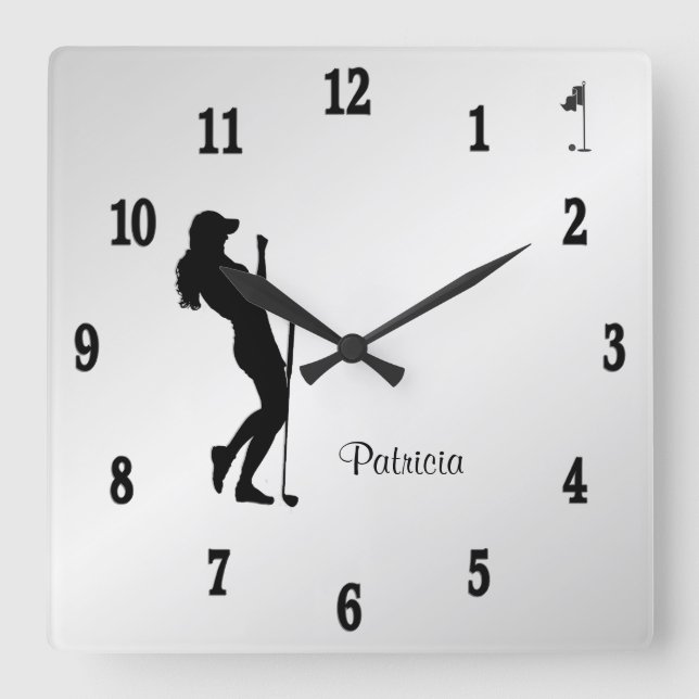 Golfer Personal Quadratische Wanduhr (Vorderseite)