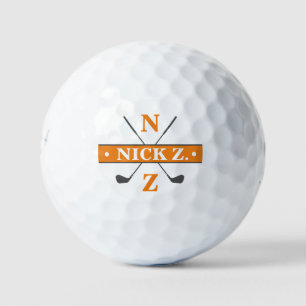 Golfer Personalisiert 2-Initialen Orange Markenbez Golfball