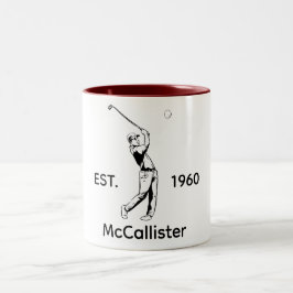 Golfer Personalisiert und Jahr Zweifarbige Tasse