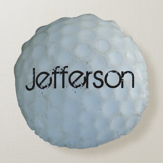 Golfer Personalisierter Not leidender Golfball Rundes Kissen (Rückseite)