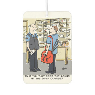 Golfer Postman Lieben Golf Cartoon Autolufterfrischer