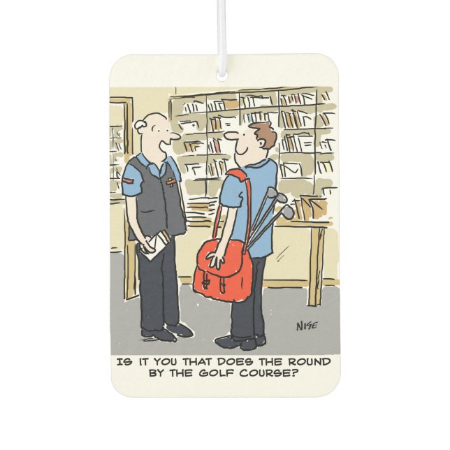 Golfer Postman Lieben Golf Cartoon Autolufterfrischer (Vorderseite)