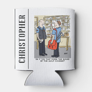 Golfer Postman Lieben Golf Cartoon Dosenkühler